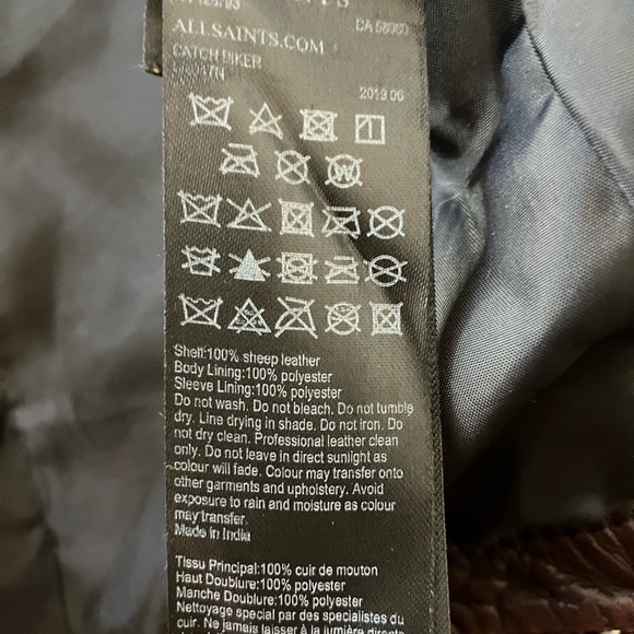 All Saints Quilted Maroon Brown Leather Jacket - Picture 5 of 5